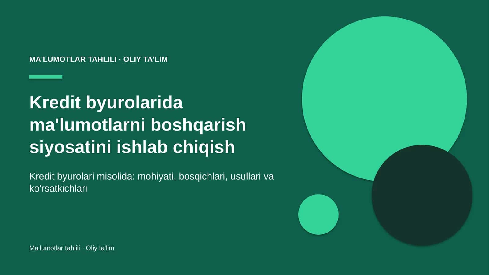 Kredit byurolarida ma'lumotlarni boshqarish siyosatini ishlab chiqish 1