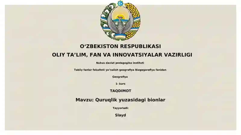 Quruqlik yuzasidagi bionlar