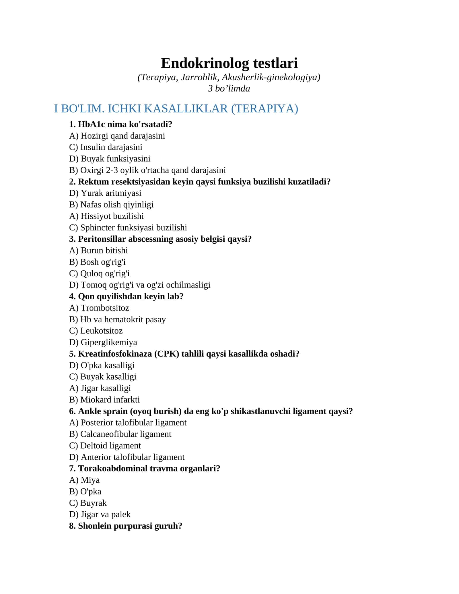 Endokrinolog testlari 1