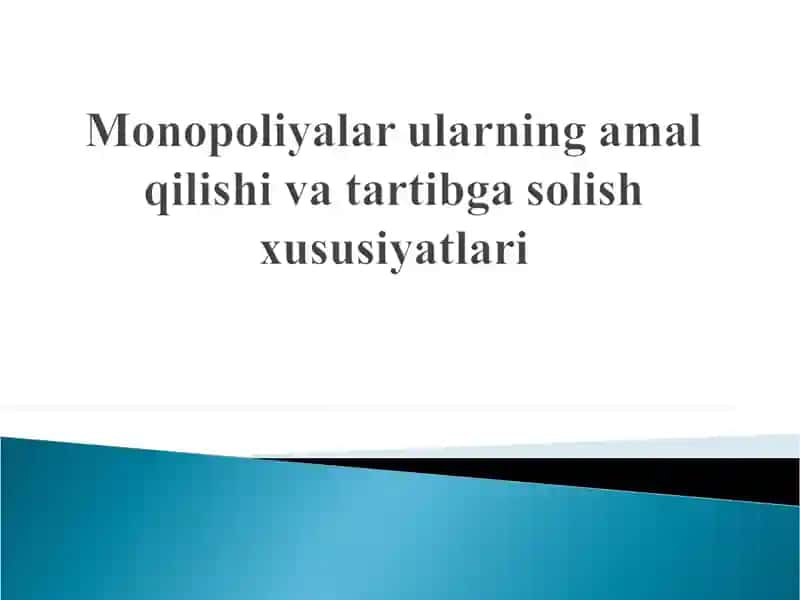 Monopol hukmronlik tog’risida tushuncha