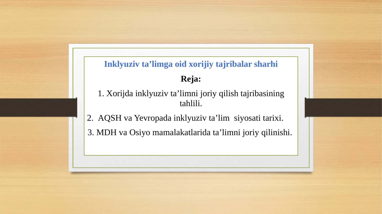 Inklyuziv ta’limga oid xorijiy tajribalar sharhi 1