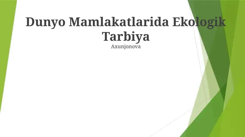 Ekologik Tarbiya 1