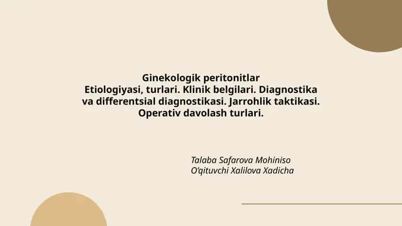 Ginekologik peritonitlar 1