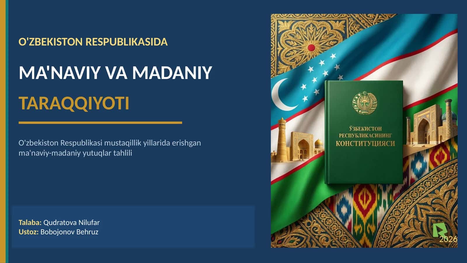 Ma'naviy va Madaniy Taraqqiyoti 1