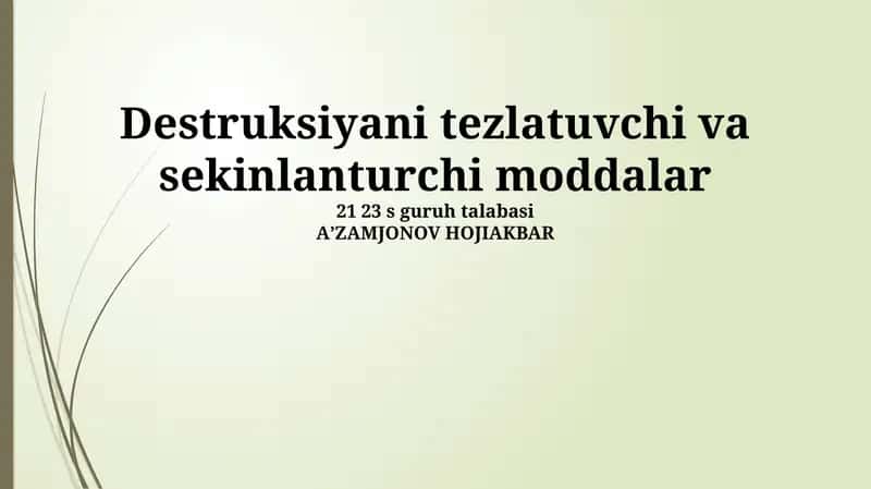 Korroziv moddalar va korroziyani sekinlashtiruvchi moddalar 1