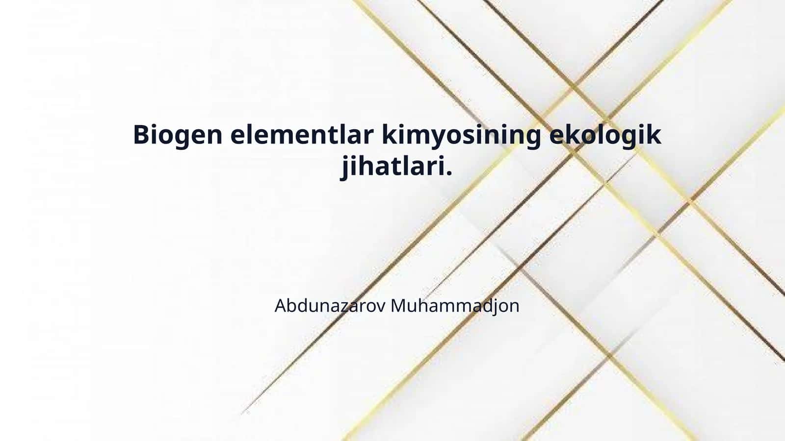 Biogen elementlar kimyosining ekologik jihatlari. 1