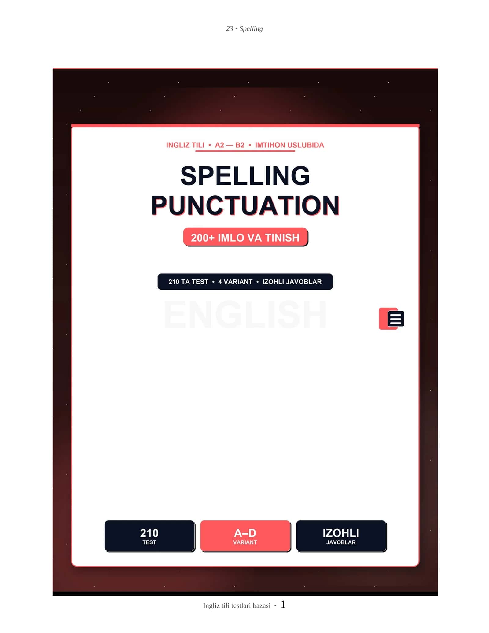 INGLIZ TILI SPELLING & PUNCTUATION 1