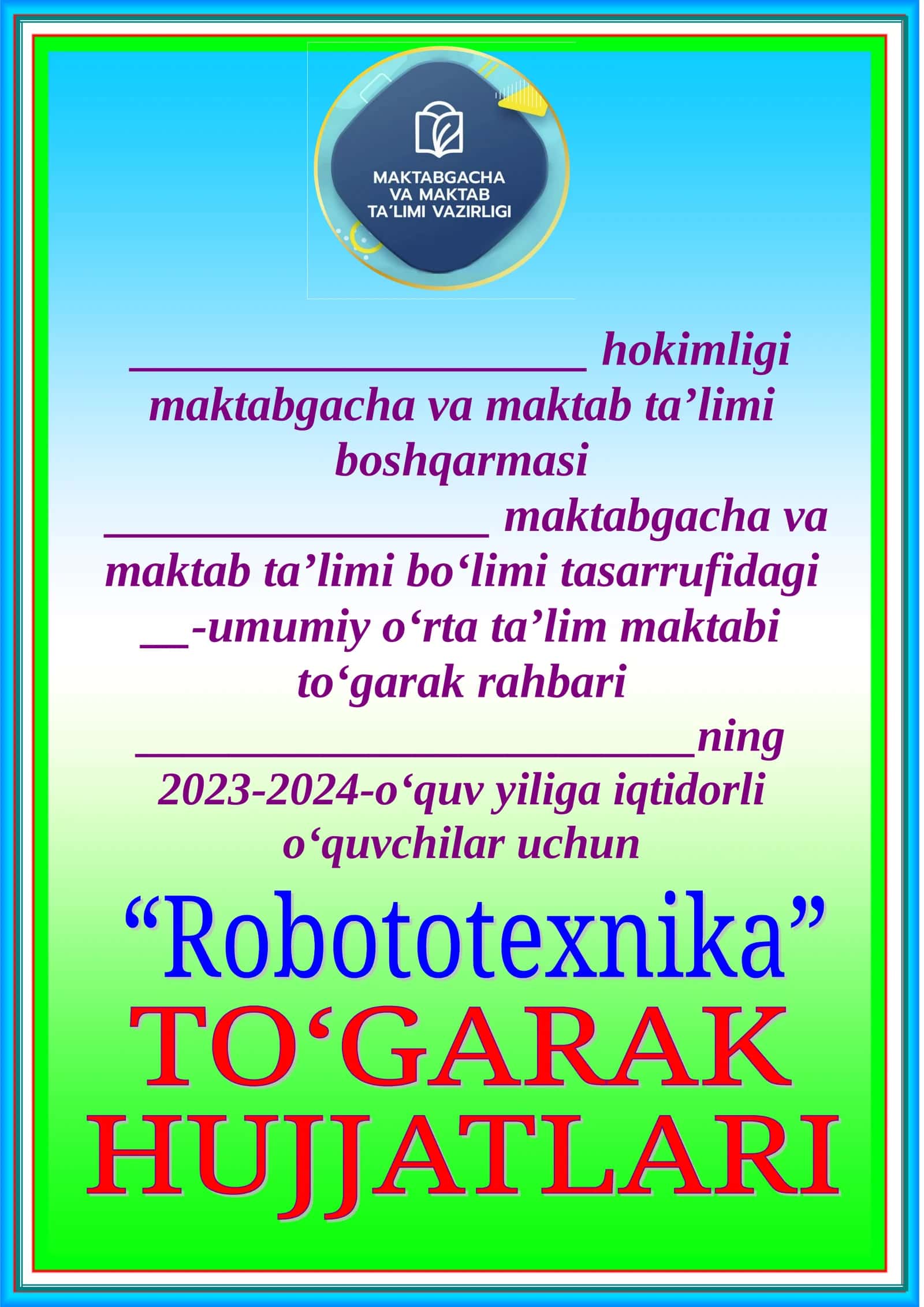 To‘garak mashg‘ulotlar o‘tkazilish sanalari 1