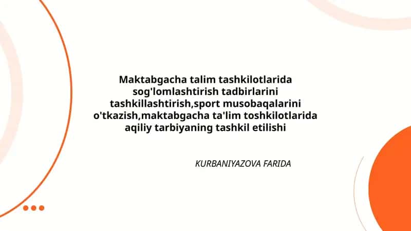 Maktabgacha talim tashkilotlarida sog'lomlashtirish 1