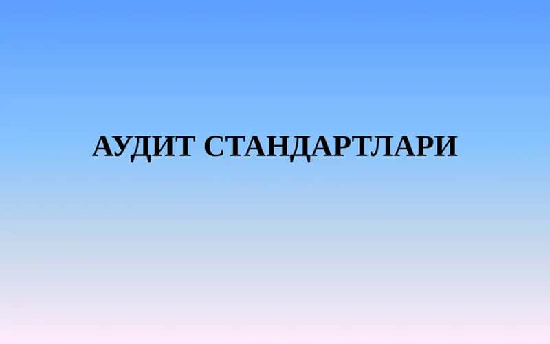 АУДИТ СТАНДАРТЛАРИ 1