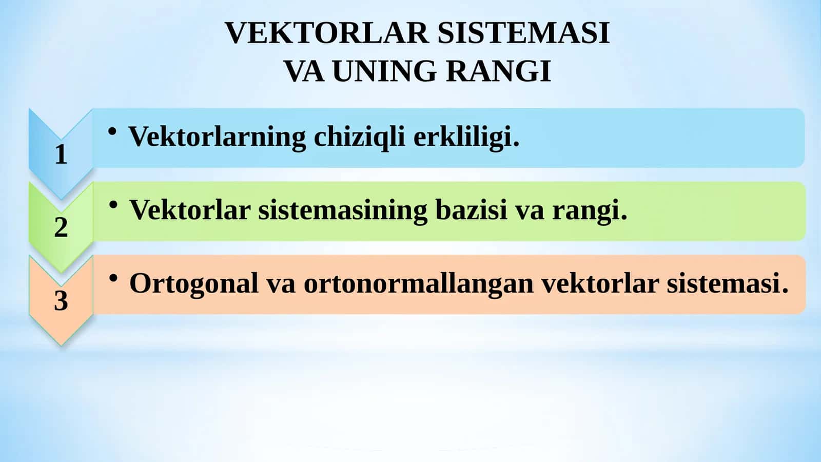 VEKTORLAR SISTEMASI VA UNING RANGI 1