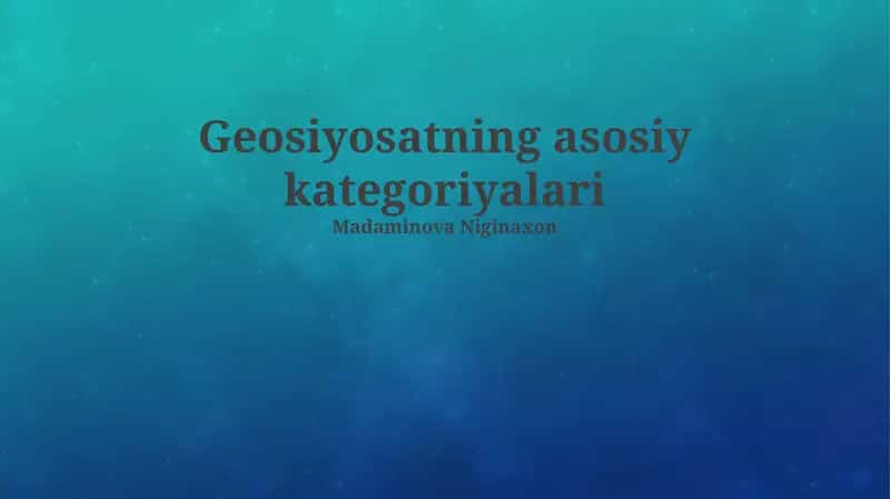 Geosiyosiy xavfsizlik 1