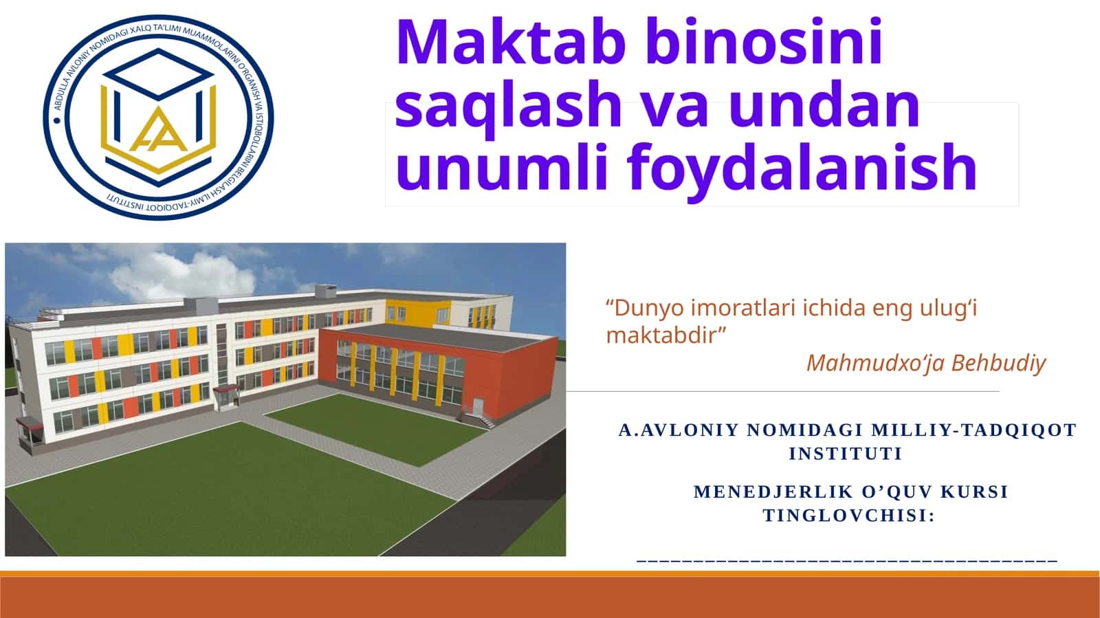 Maktab binosini saqlash va undan unumli foydalanish mavzusida taqimot ishi 2026 1
