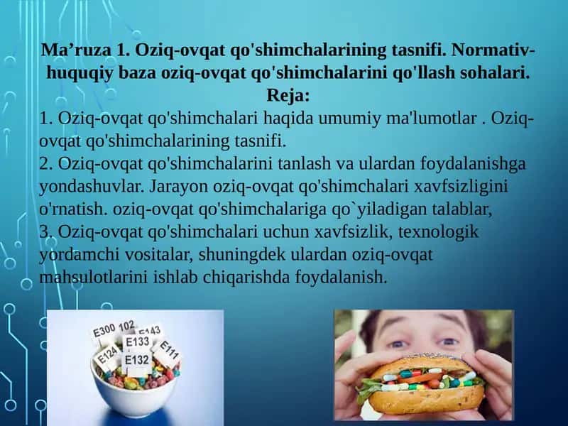 Oziq-ovqatqo'shimchalarining tasnifi 1