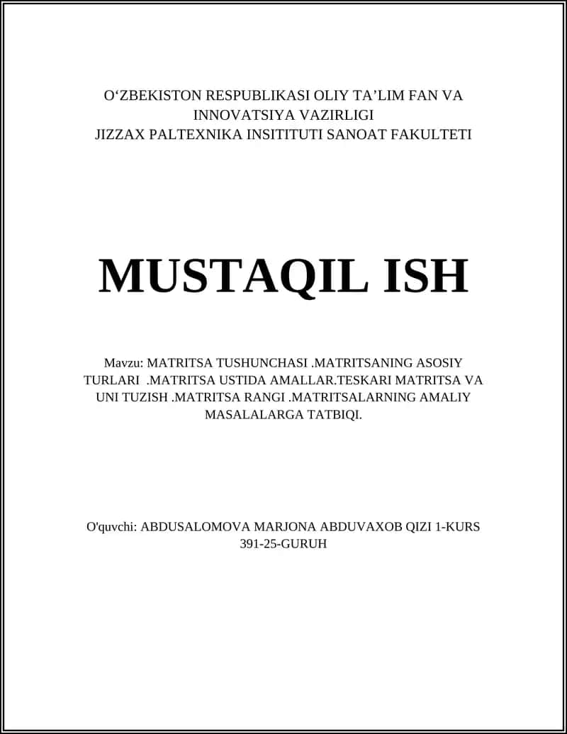 MATRITSA TUSHUNCHASI 1