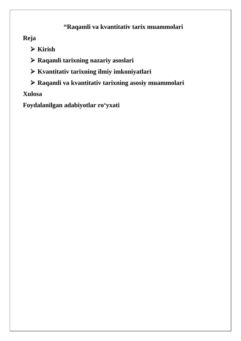 Raqamli va kvantitativ tarix muammolari 1