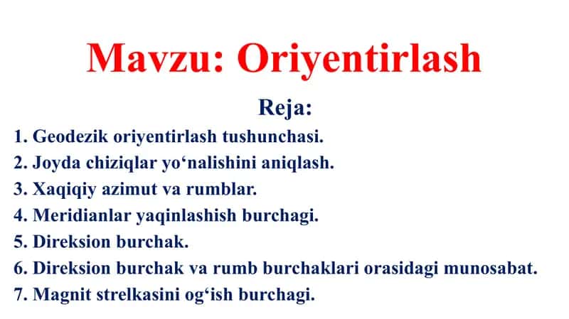 Oriyentirlash 1
