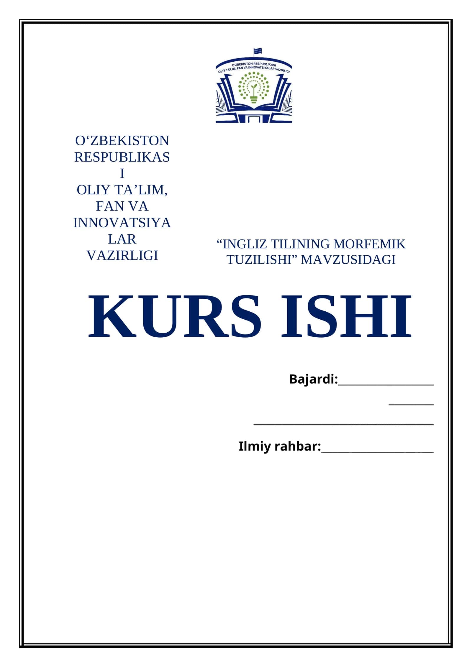 INGLIZ TILINING MORFEMIK TUZILISHI kurs ishi 1