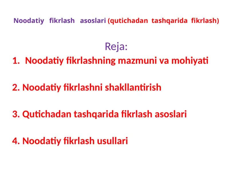 Noodatiy Fikrlash 1