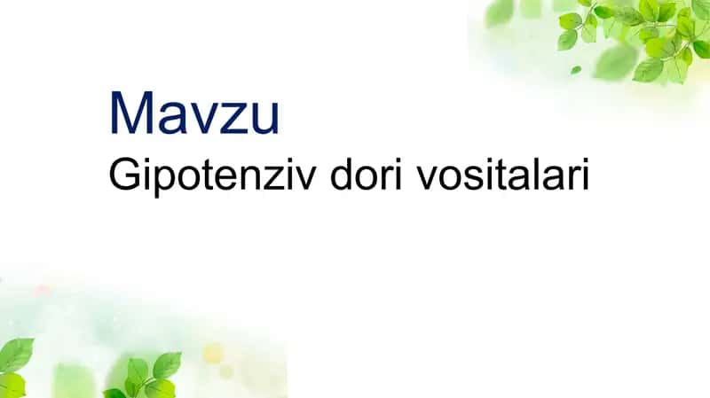 Gipotenziv dori vositalari 1