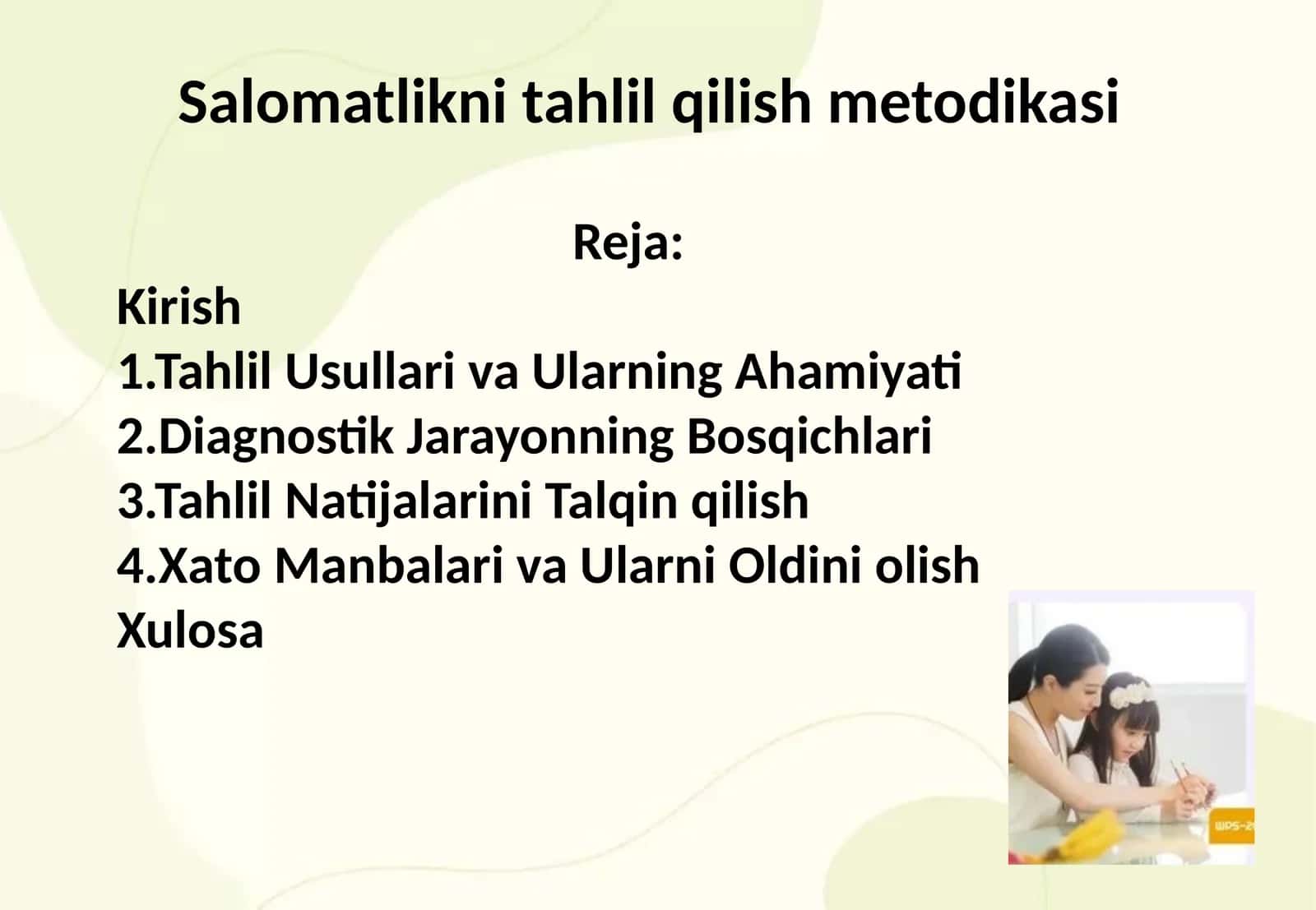 Salomatlikni tahlil qilish metodikasi 1