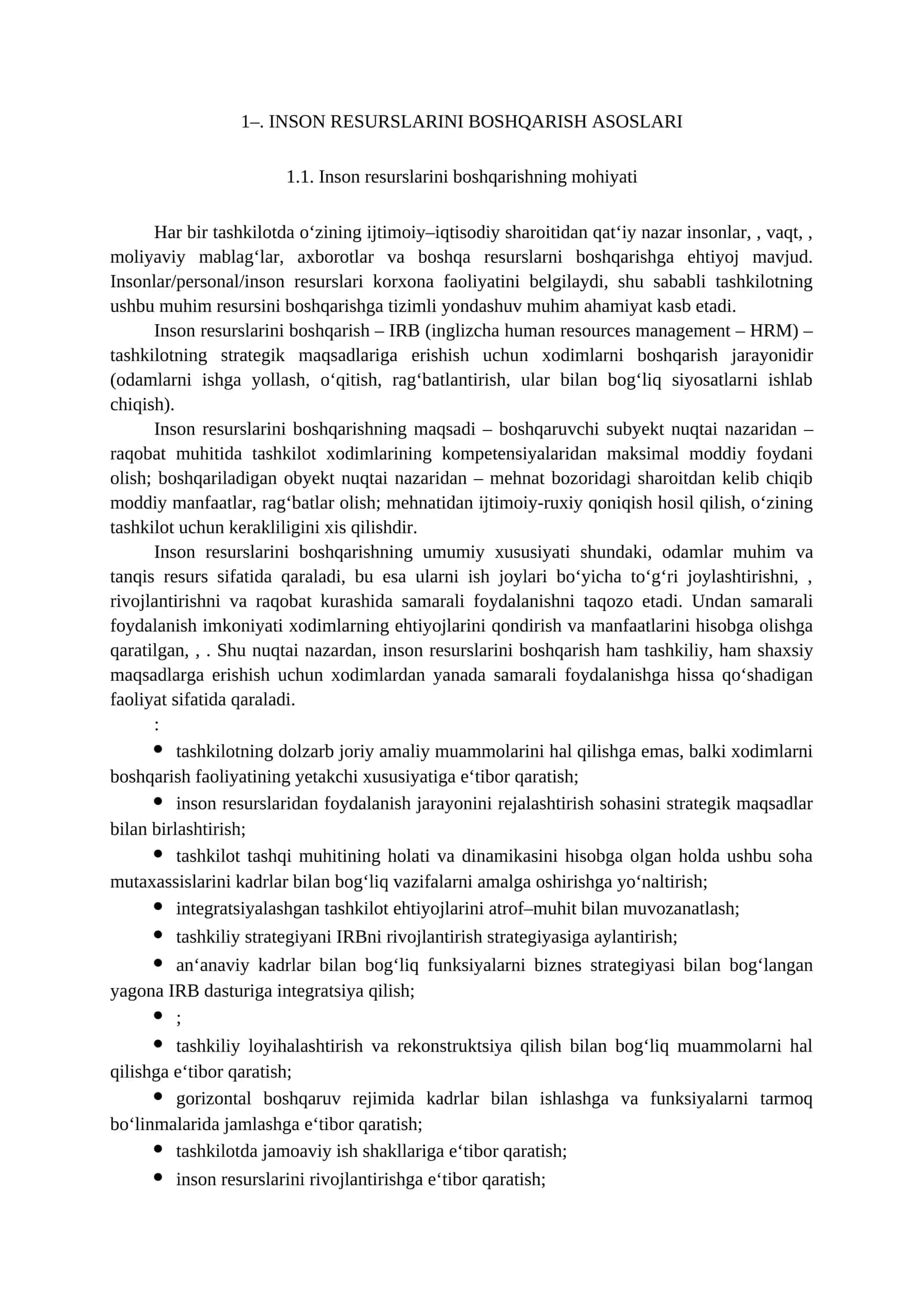 Inson Resurslarini Boshqarish Asoslari 1