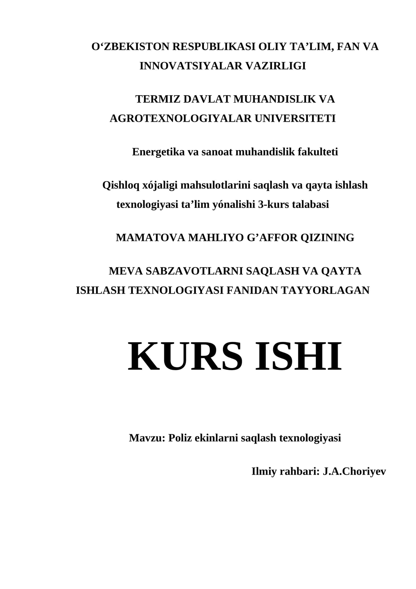 POLIZ EKINLARNI SAQLASH TEXNOLOGIYASI 1