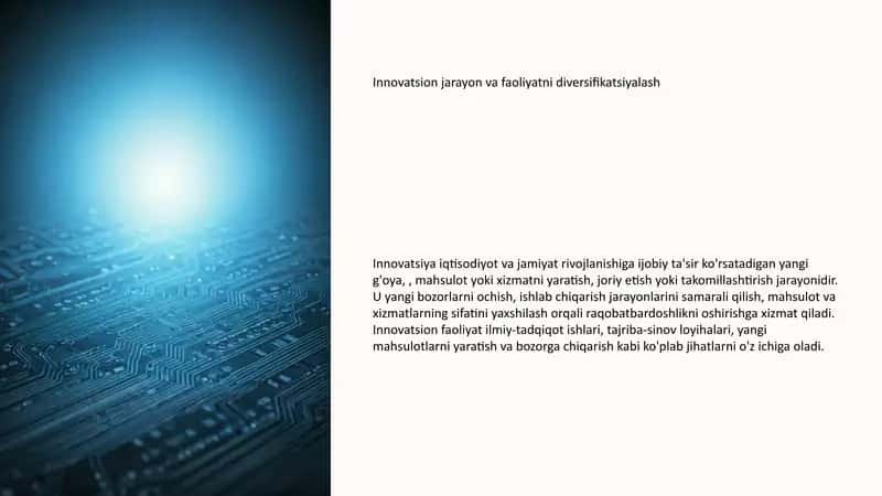 Innovatsion jarayon va faoliyatni diversifikatsiyalash 1