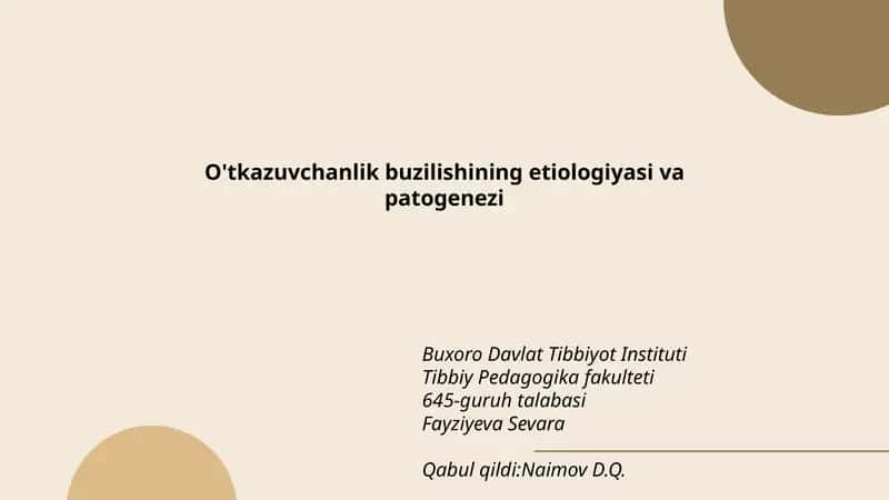 O'tkazuvchanlik buzilishining etiologiyasi va patogenezi 1