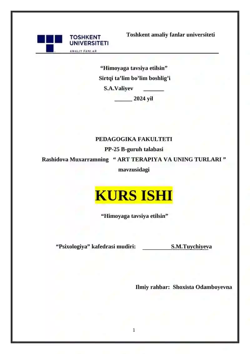 ART TERAPIYA VA UNING TURLARI