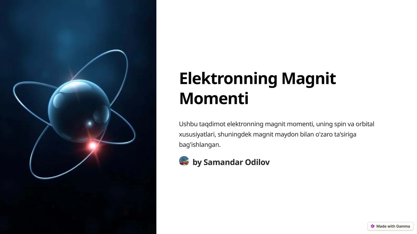 Elektronning Magnit Momenti 1