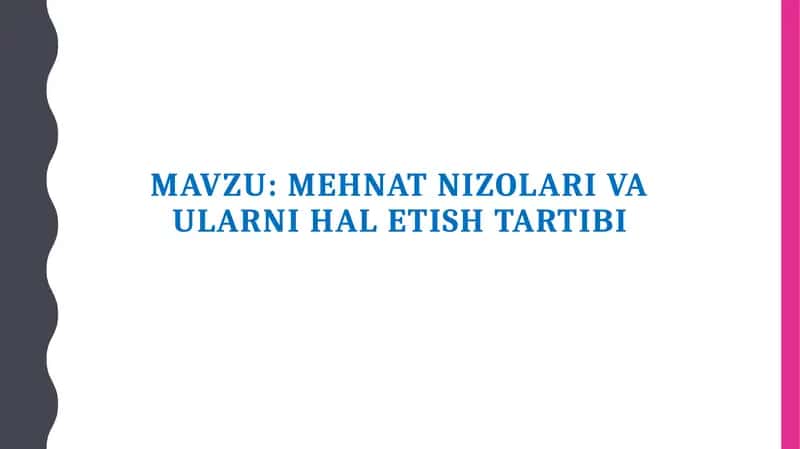 Mehnat nizolari va ularni hal etish tartibi 1