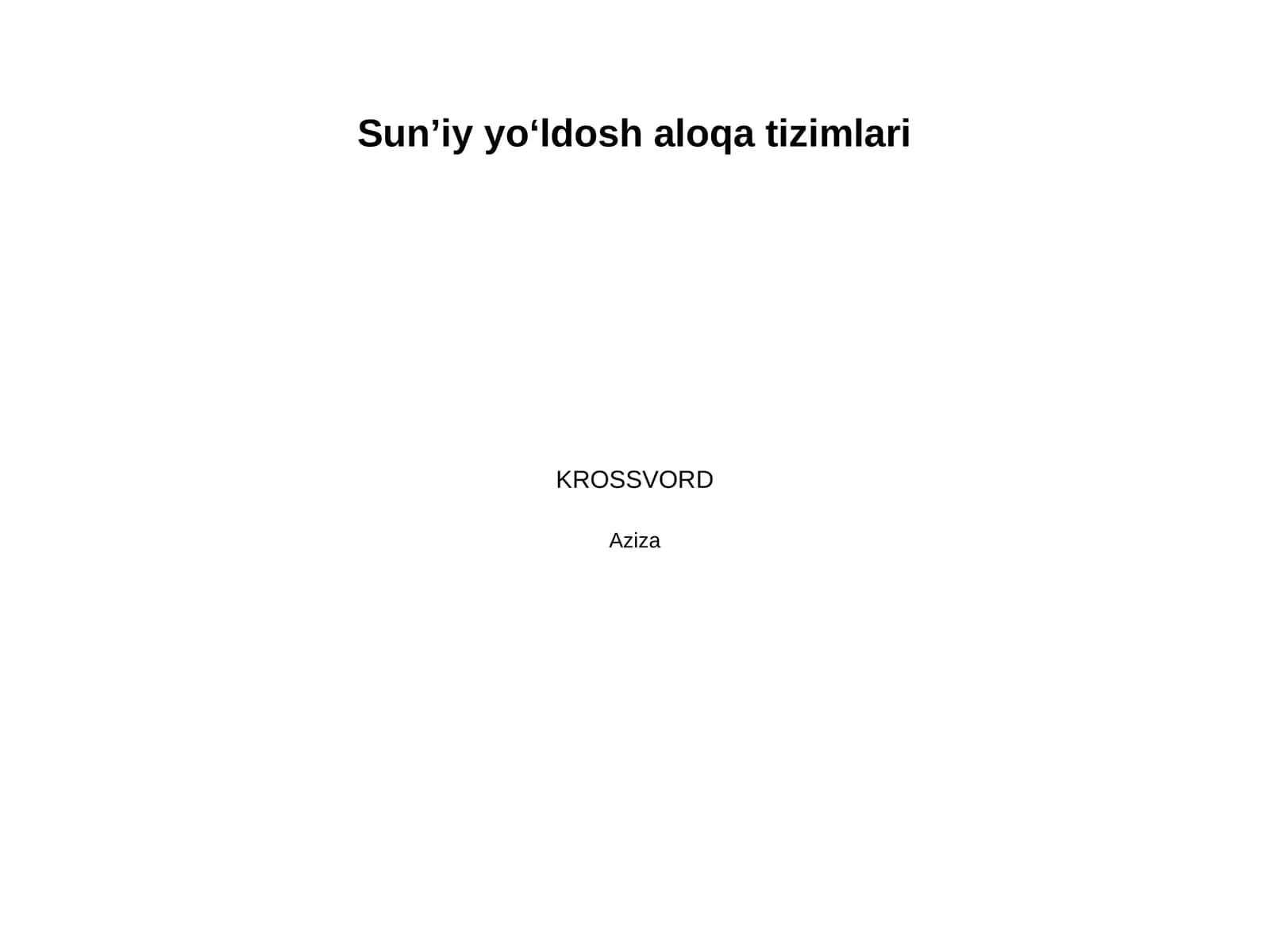 Sunʼiy yoʻldosh aloqa tizimlari 1