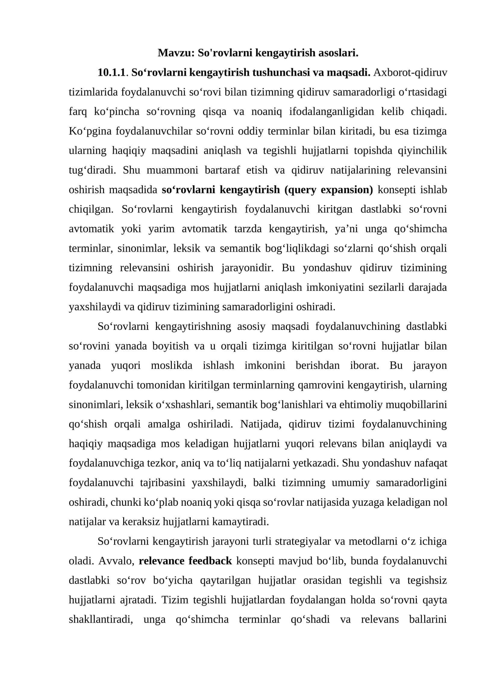 So'rovlarni kengaytirish asoslari 1