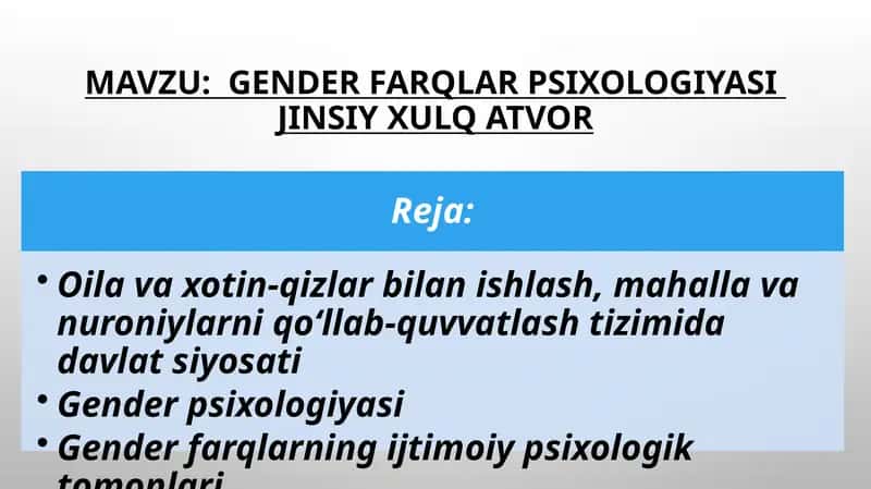 Gender farqlar psixologiyasi 1