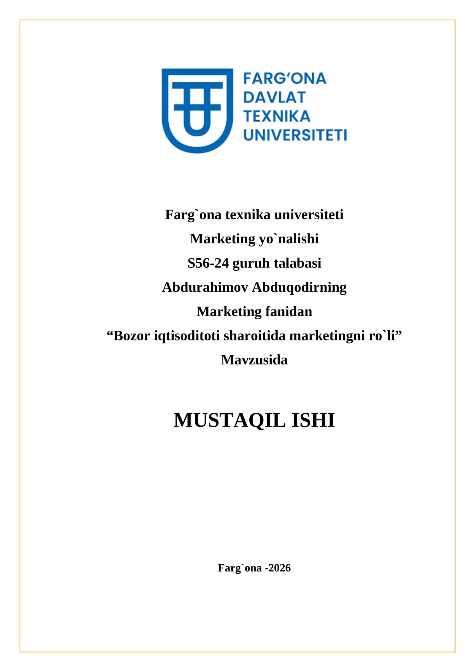 Bozor iqtisoditoti sharoitida marketingni ro`li 1