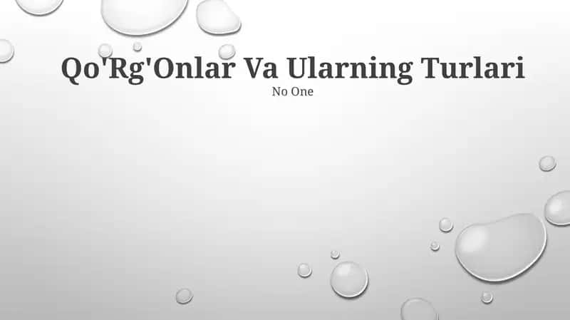Qo'Rg'Onlar Va Ularning Turlari 1