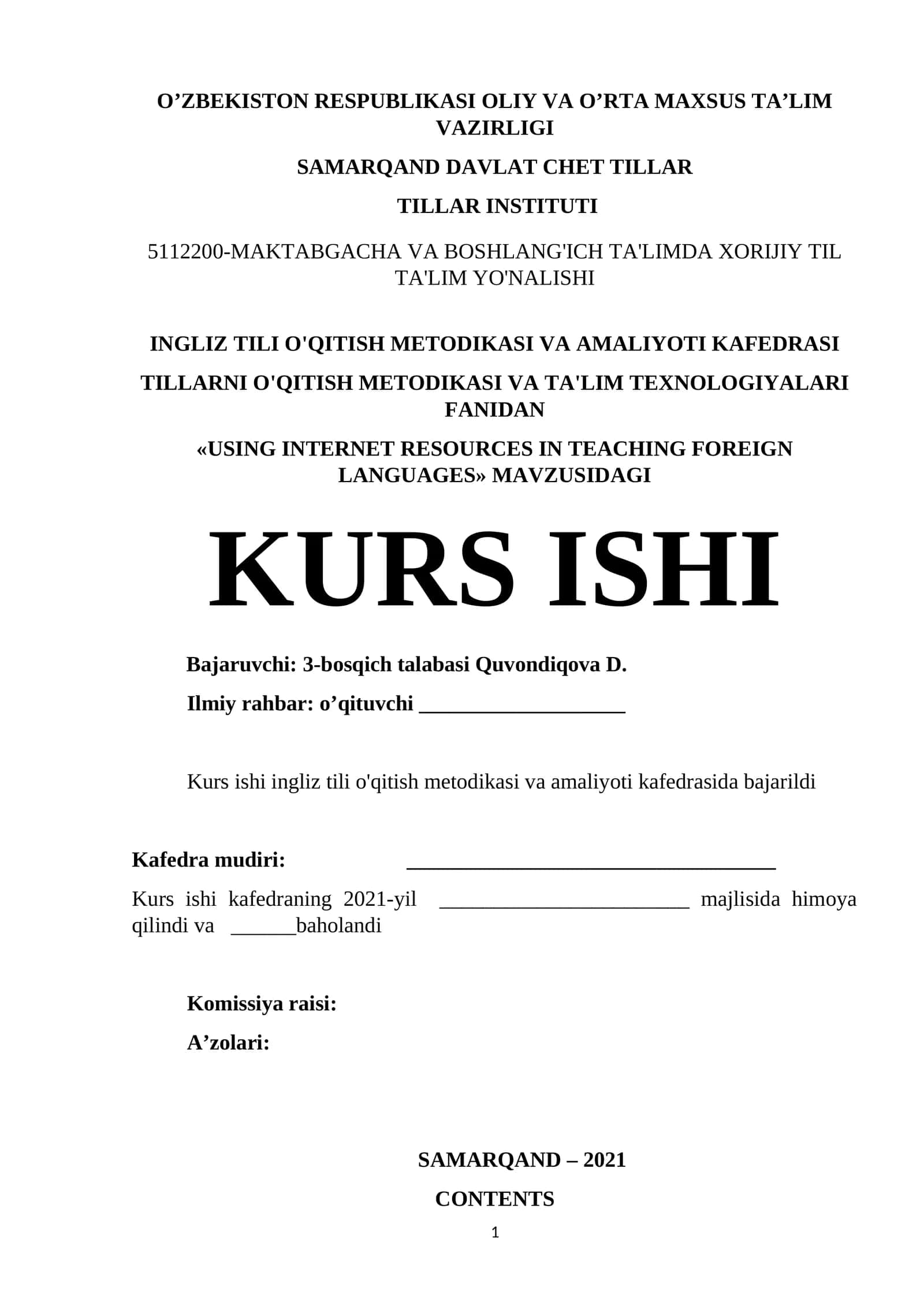 USING INTERNET RESOURCES IN TEACHING FOREIGN LANGUAGES 1