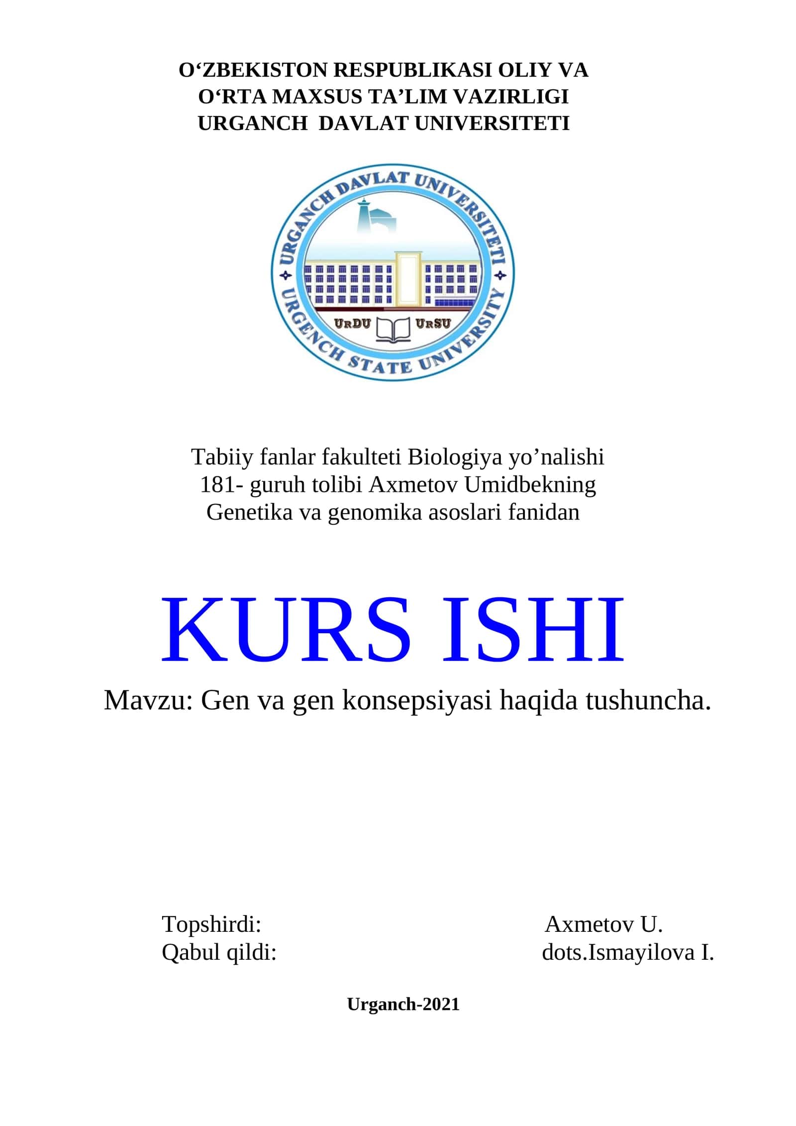 Gen va gen konsepsiyasi haqida tushuncha 1
