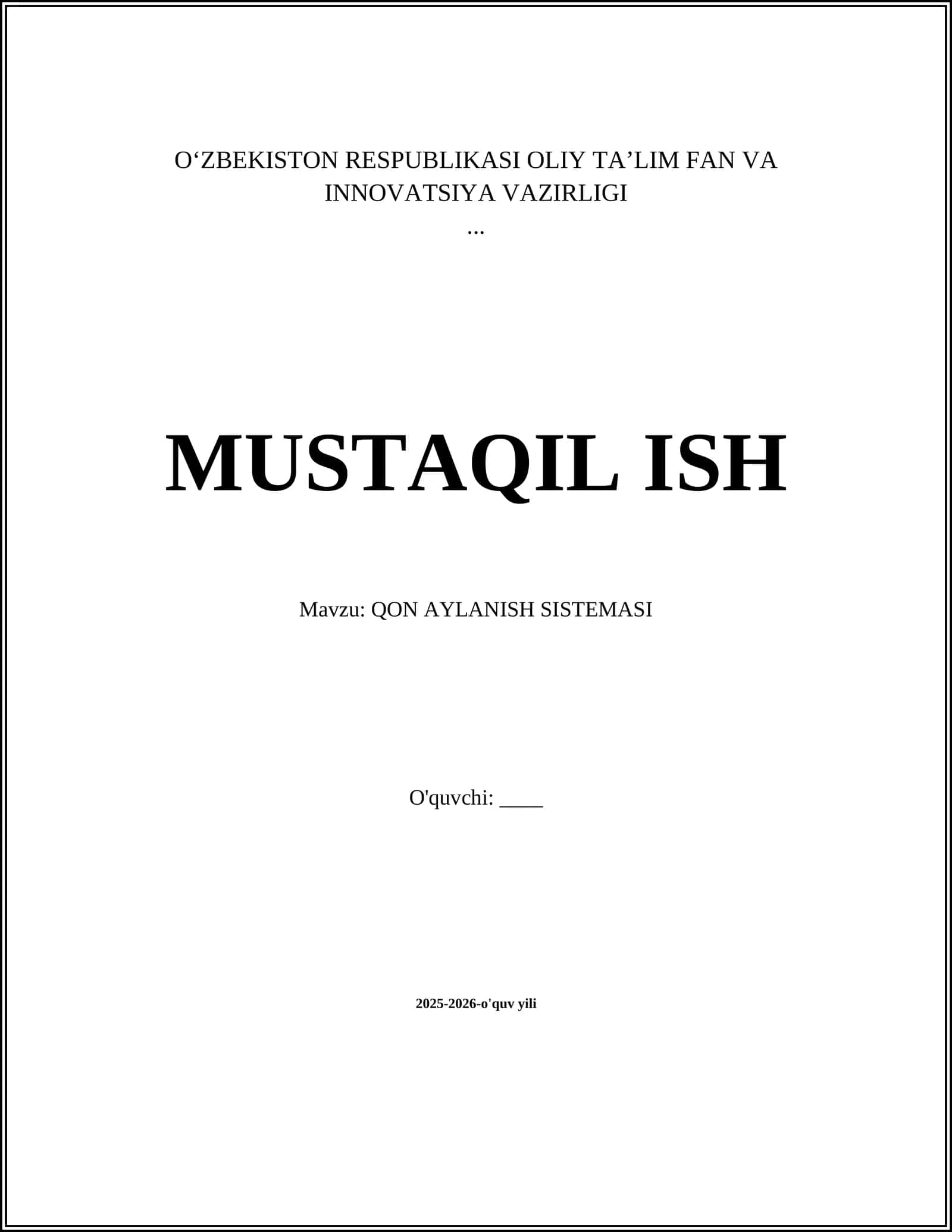 Qon Aylanish Sistemasi 1