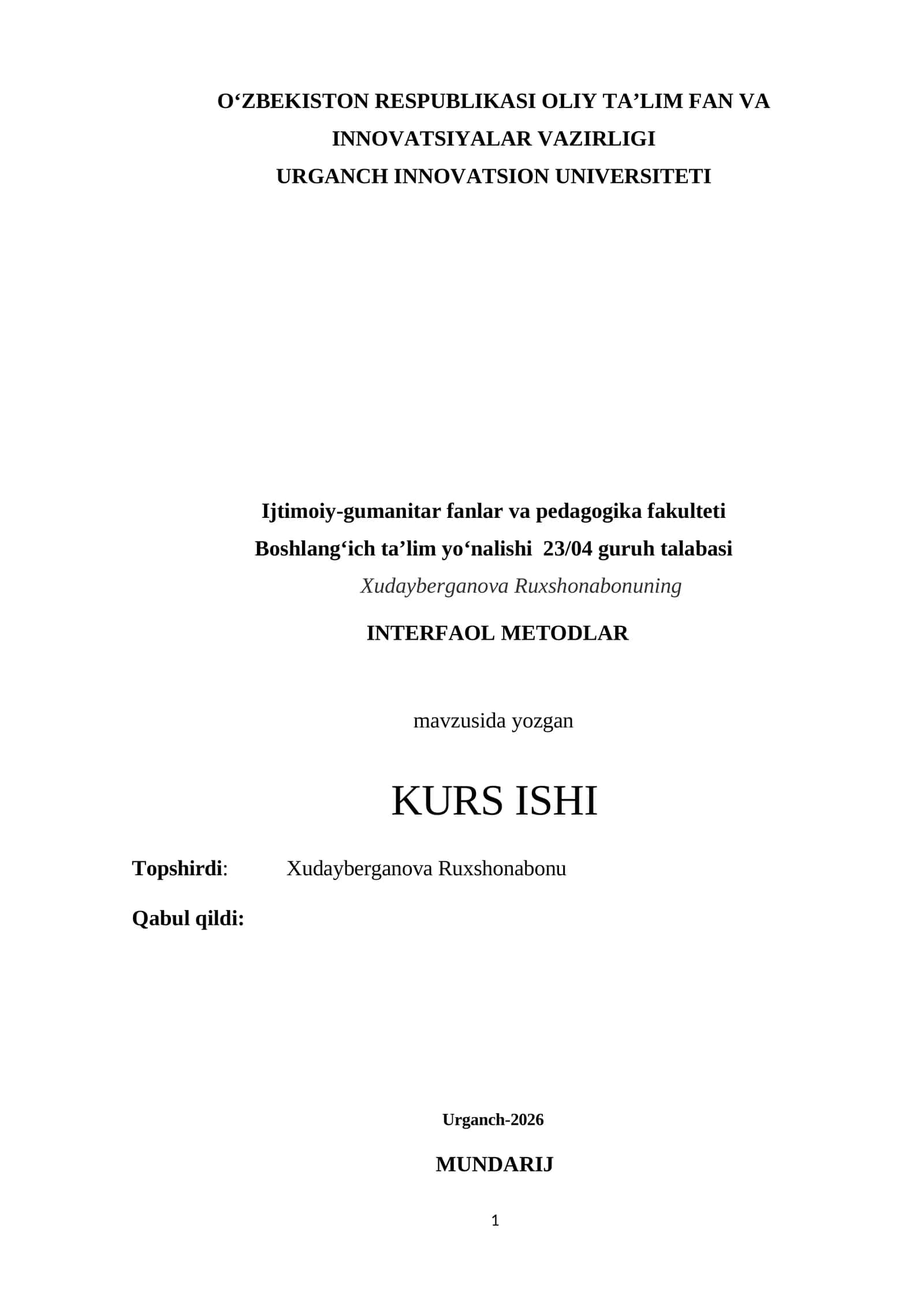 INTERFAOL METODLAR KURS ISHI 1