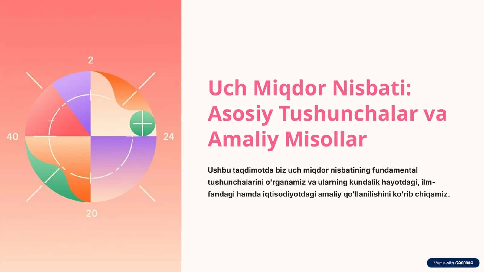 Uch Miqdor Nisbati: Asosiy Tushunchalar va Amaliy Misollar 1