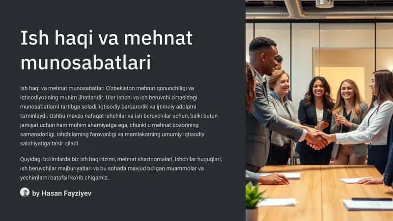 Ish haqi va mehnat munosabatlari 1