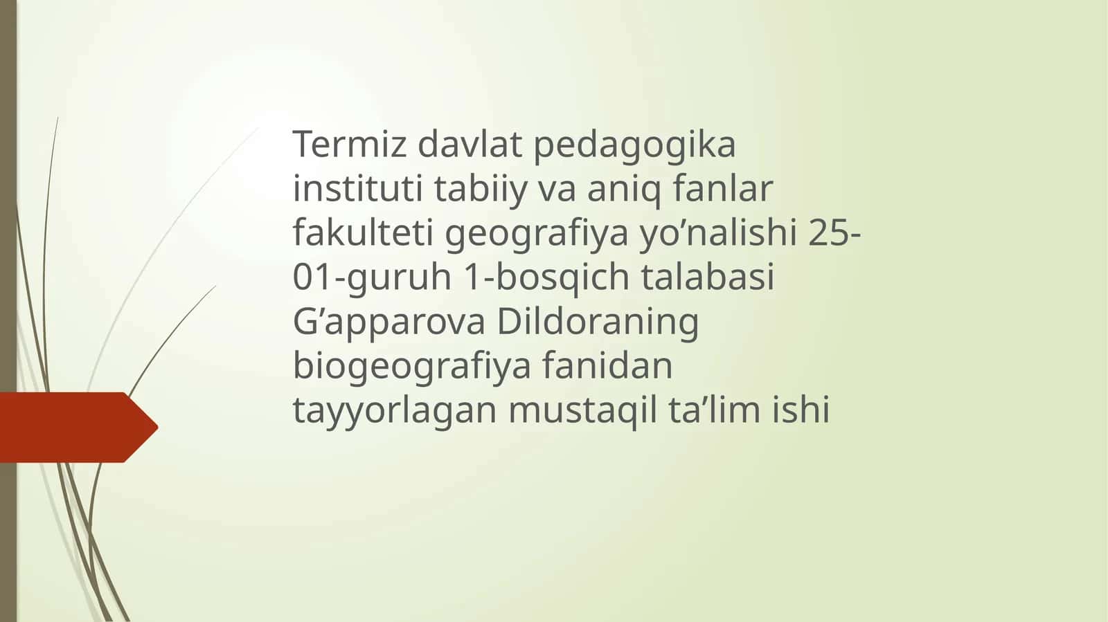 Geografiya yo’nalishi test savollari 1