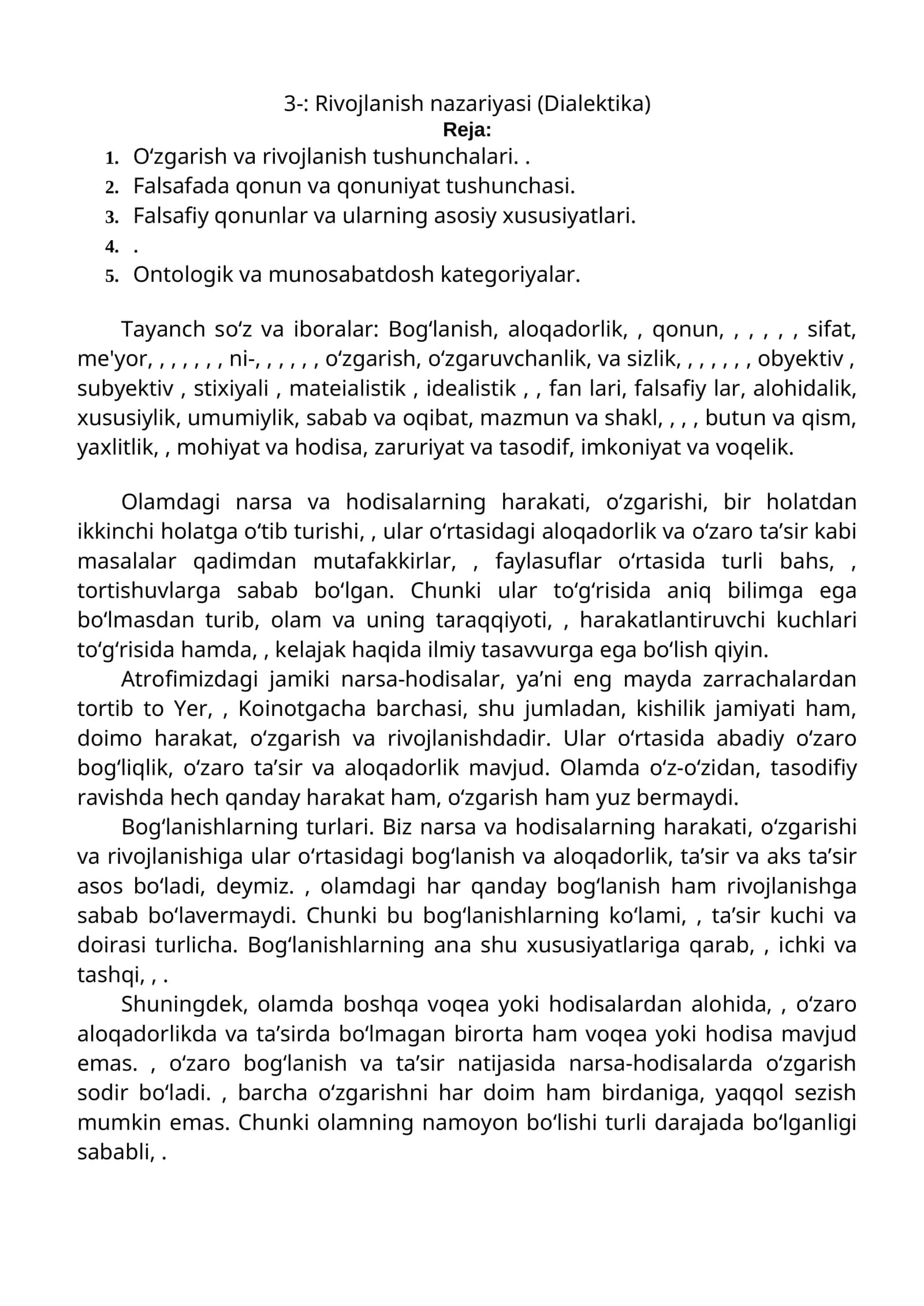 Rivojlanish nazariyasi (Dialektika) 1