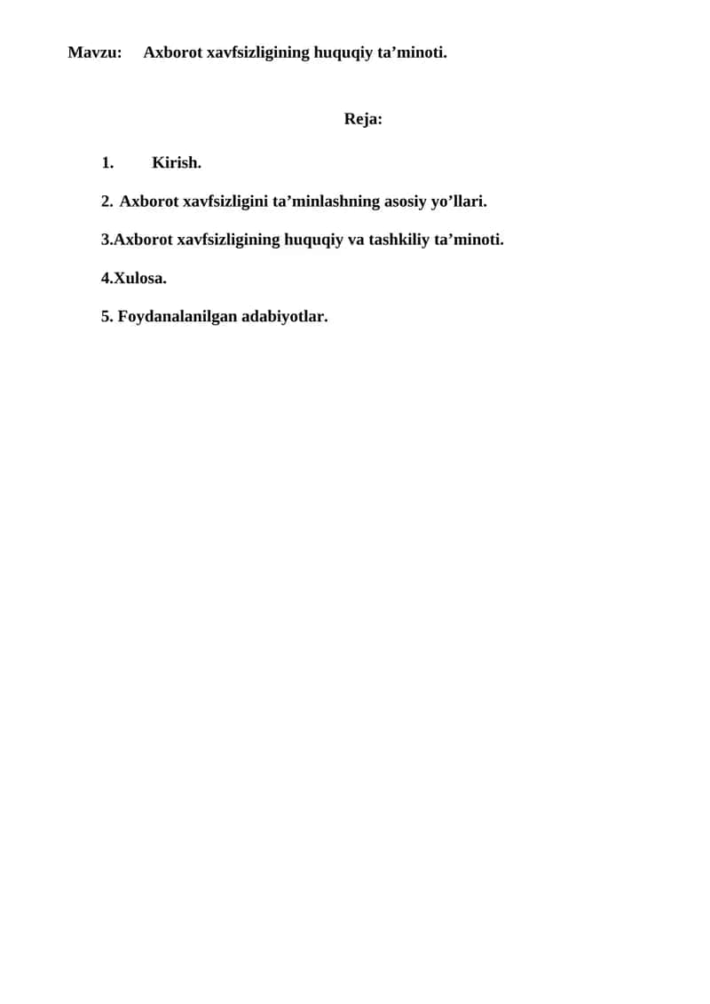 Axborot xavfsizligining huquqiy ta’minoti 1