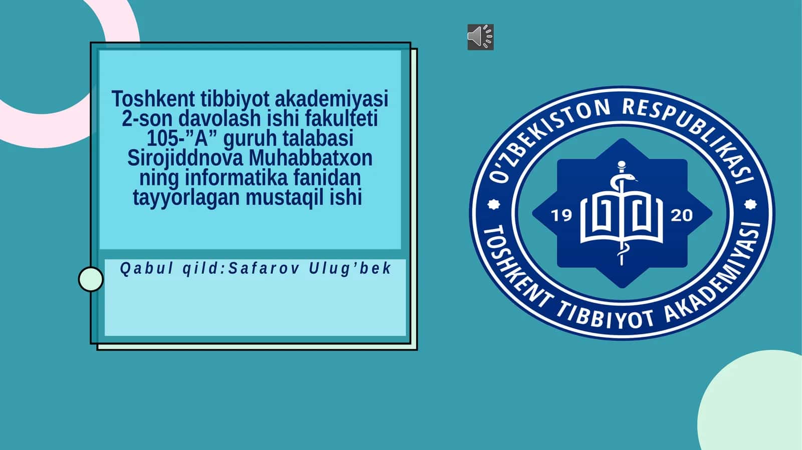 informatika fanidan tayyorlagan mustaqil ishi 1