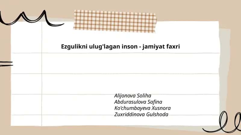 Ezgulikni ulug'lagan inson - jamiyat faxri 1
