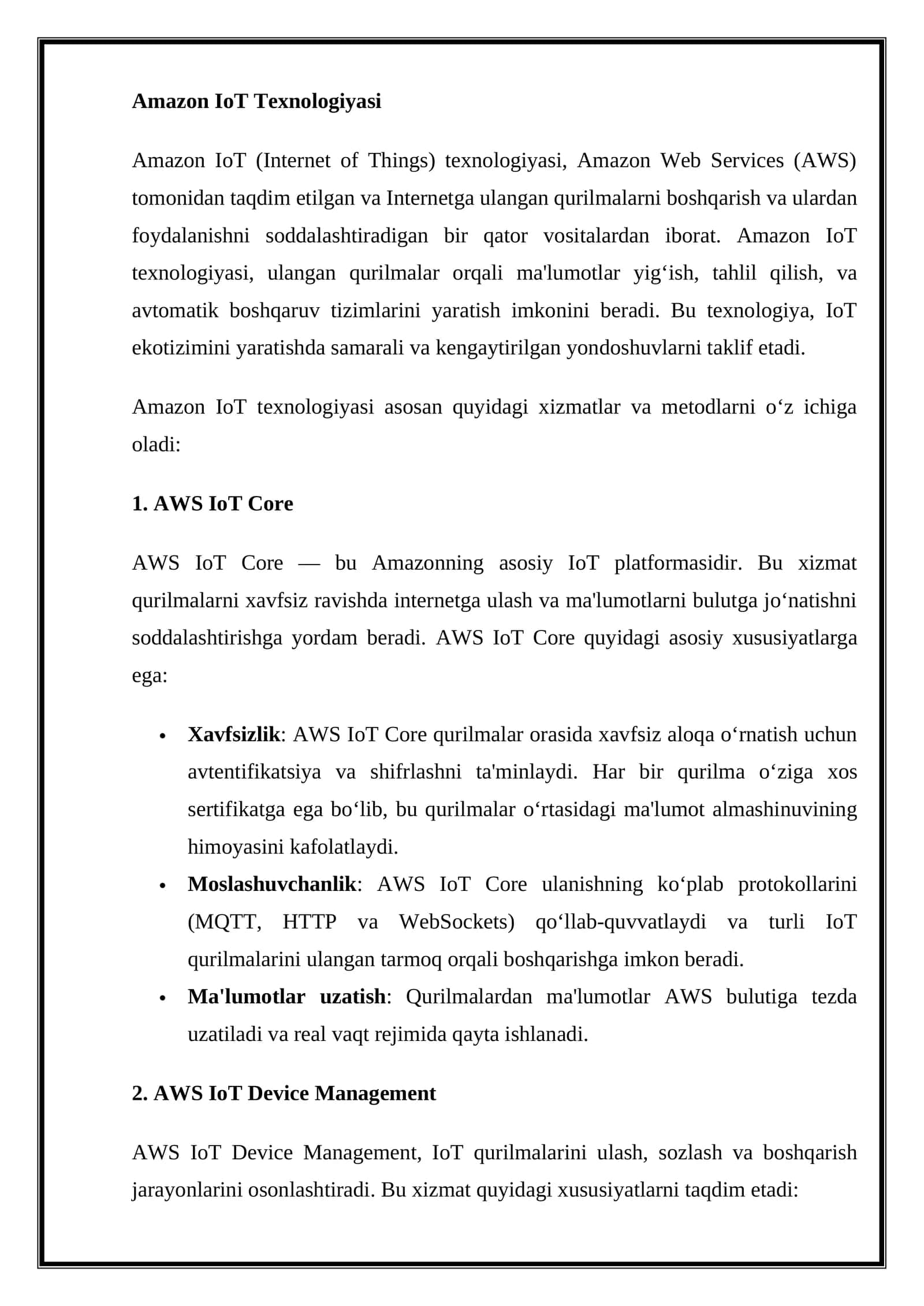 Amazon IoT Texnologiyasi 1