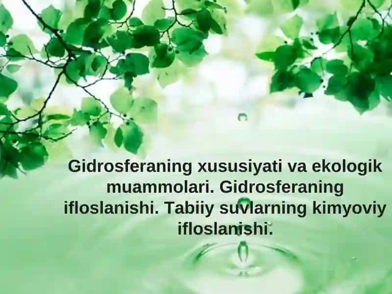 Gidrosferaning xususiyati va ekologik muammolari